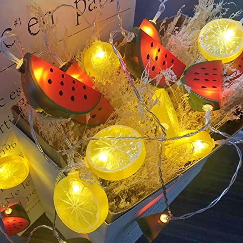 Riaxuebiy Wassermelone Zitrone Dekor Lichterketten USB-betrieben Nachtlichter 9,8 Fuß 20LED Lichterketten für Haus Hochzeit Party Geburtstag Dekor(Watermelon+Zitrone, USB) von Riaxuebiy