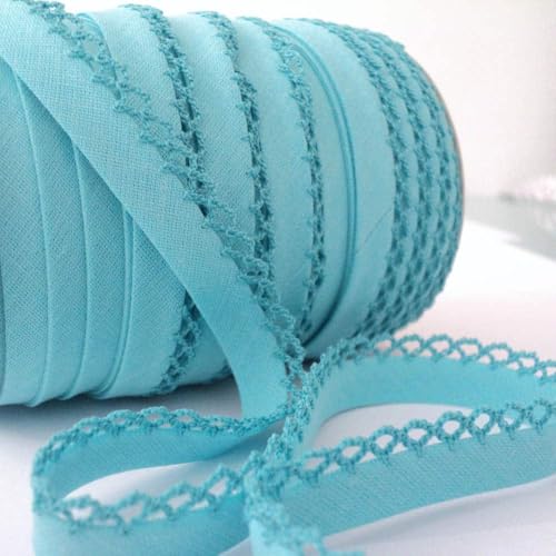 Picot-Spitzen-Bordüre in professioneller Qualität, 5 m, doppelt gefaltet, 12 mm, zum Einfassen von Kleidung, Quilten, Heimtextilien, Spielzeug, Nähprojekten UK Kurzwaren Company (Aqua) von Ribbon Queen