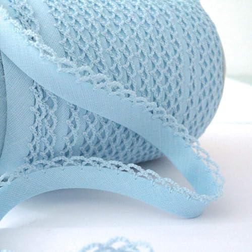 Picot-Spitzen-Schrägband, 5 m, 12 mm, doppelt gefaltet, für Einfassungen von Kleidung, Quilten, Heimtextilien, Spielzeug, Nähprojekten UK Kurzwaren Company (Babyblau) von Ribbon Queen