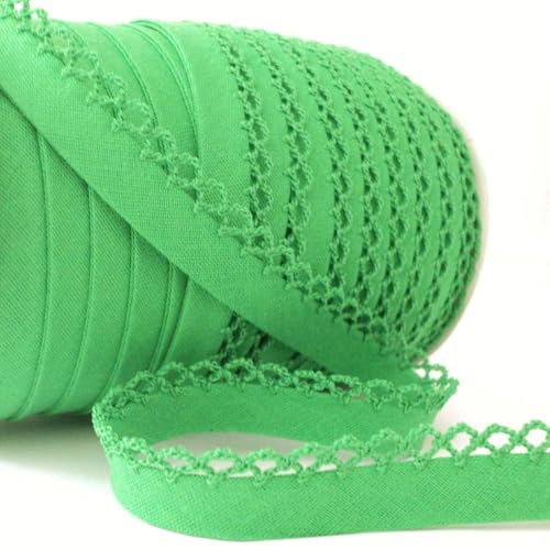 Picot-Spitzen-Schrägband, 5 m, 12 mm, doppelt gefaltet, für Einfassungen von Kleidung, Quilten, Heimtextilien, Spielzeug, Nähprojekten UK Kurzwaren Company (Grasgrün) von Ribbon Queen