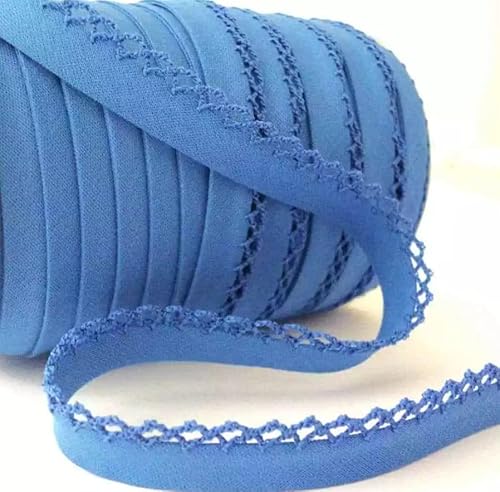 Picot-Spitzen-Schrägband, 5 m, 12 mm, doppelt gefaltet, zum Einfassen von Kleidung, Quilten, Heimtextilien, Spielzeug, Nähprojekten UK Kurzwaren Company (Kornblumenblau) von Ribbon Queen