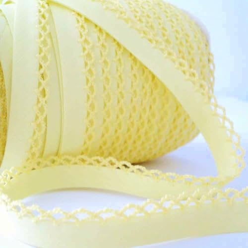 Picot-Spitzen-Schrägband, 5 m lang, doppelt gefaltet, 12 mm, zum Einfassen von Kleidung, Quilten, Heimtextilien, Spielzeug, Nähprojekten UK Kurzwaren Company (Fresh Lemon) von Ribbon Queen