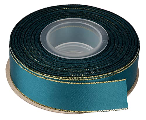 Ribbonitlux Doppelseitiges Satinband mit Goldrand, 2,5 cm, perfekt für Geschenkverpackungen, Party-Dekor, Hochzeit und Handwerk von Ribbonitlux