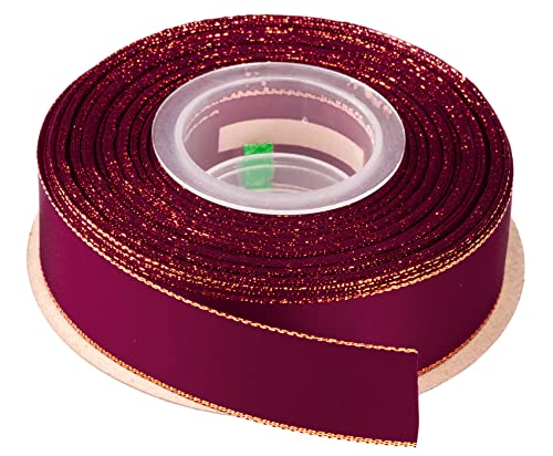 Ribbonitlux Doppelseitiges Satinband mit Goldrand, 2,5 cm, perfekt für Geschenkverpackungen, Party-Dekor, Hochzeit und Handwerk von Ribbonitlux