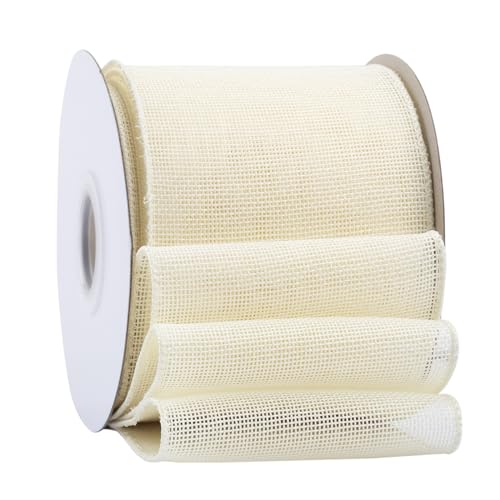 Ribbonitlux Elfenbeinfarbenes Juteband mit Draht, 10,2 cm x 20 m, Juteband mit Drahtrand, für Geschenkverpackungen, große Schleife, Kranz und Weihnachtsbaum-Dekoration Ribbonitlux Elfenbeinfarbenes Juteband mit Draht, 10,2 cm x 20 m, Juteband mit Drahtrand, für Geschenkverpackungen, große Schleife, Kranz und Weihnachtsbaum-Dekoration von Ribbonitlux