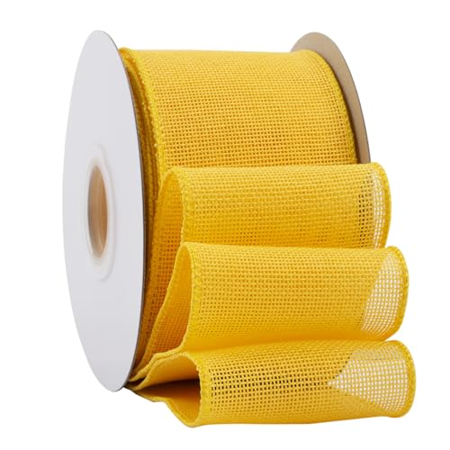 Ribbonitlux Gelbes Juteband mit Draht, 7,6 cm x 20 m, Juteband mit Drahtrand, für Geschenkverpackungen, große Schleife, Kranz und Weihnachtsbaum-Dekoration Ribbonitlux Gelbes Juteband mit Draht, 7,6 cm x 20 m, Juteband mit Drahtrand, für Geschenkverpackungen, große Schleife, Kranz und Weihnachtsbaum-Dekoration von Ribbonitlux