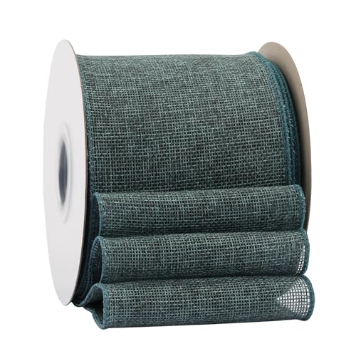 Ribbonitlux Juteband mit Draht, 10,2 cm x 20 m, Juteband mit Drahtrand, für Geschenkverpackungen, große Schleife, Kranz und Weihnachtsbaum-Dekoration, Blaugrün Ribbonitlux Juteband mit Draht, 10,2 cm x 20 m, Juteband mit Drahtrand, für Geschenkverpackungen, große Schleife, Kranz und Weihnachtsbaum-Dekoration, Blaugrün von Ribbonitlux