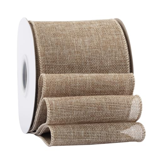 Ribbonitlux Natürliches Juteband mit Draht, 10,2 cm x 20 m, Juteband mit Drahtrand, für Geschenkverpackungen, große Schleife, Kranz und Weihnachtsbaum-Dekoration Ribbonitlux Natürliches Juteband mit Draht, 10,2 cm x 20 m, Juteband mit Drahtrand, für Geschenkverpackungen, große Schleife, Kranz und Weihnachtsbaum-Dekoration von Ribbonitlux