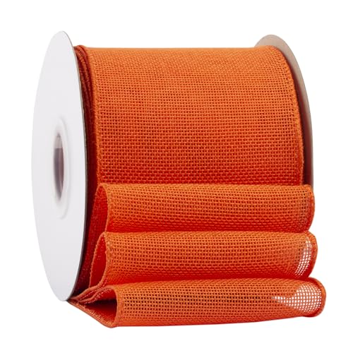 Ribbonitlux Orangefarbenes Juteband mit Draht, 10,2 cm x 20 m, Juteband mit Drahtrand, für Geschenkverpackungen, große Schleife, Kranz und Weihnachtsbaum-Dekoration von Ribbonitlux
