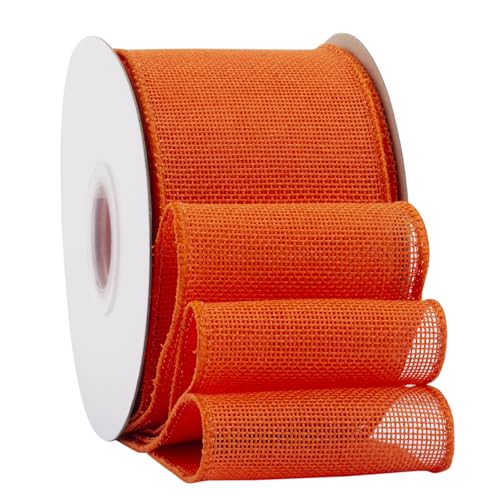 Ribbonitlux Orangefarbenes Juteband mit Draht, 7,6 cm x 20 m, Juteband mit Drahtrand, für Geschenkverpackungen, große Schleife, Kranz und Weihnachtsbaum-Dekoration von Ribbonitlux