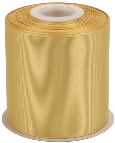 Ribbonitlux Ripsband, 10,2 cm x 22,7 m, Premium-Polyester-Bastelband für Haarschleifen, Geschenkverpackungen, Hochzeiten und Heimwerker, massives Gold (#687), 1 Rolle von Ribbonitlux