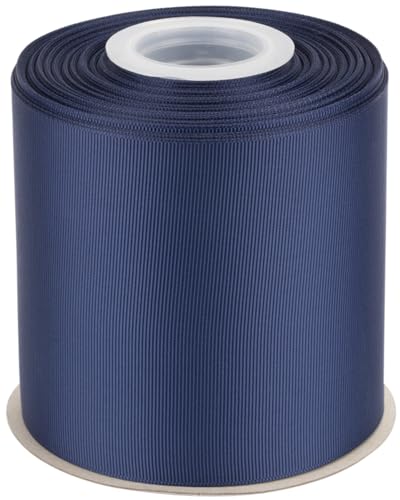 Ribbonitlux Ripsband, 10,2 cm x 22,7 m, Premium-Polyester-Bastelband für Haarschleifen, Geschenkverpackungen, Hochzeiten und Heimwerker, massives Marineblau (#370), 1 Rolle von Ribbonitlux