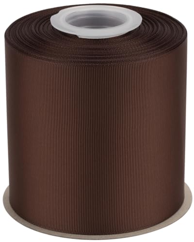 Ribbonitlux Ripsband, 10,2 cm x 22,7 m, Premium-Polyester-Bastelband für Haarschleifen, Geschenkverpackungen, Hochzeiten und Heimwerker, solides Braun (#850), 1 Rolle von Ribbonitlux