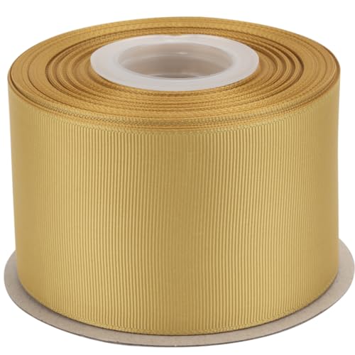 Ribbonitlux Ripsband, 6,4 cm x 22,7 m, Premium-Polyester-Bastelband für Haarschleifen, Geschenkverpackungen, Hochzeiten und Heimwerker, massives Gold (#687), 1 Rolle von Ribbonitlux
