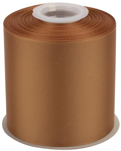 Ribbonitlux Ripsband 10,2 cm x 22,7 m – Premium-Polyester-Bastelband für Haarschleifen, Geschenkverpackungen, Hochzeiten & DIY – Massives Goldbraun (#846) – 1 Rolle von Ribbonitlux