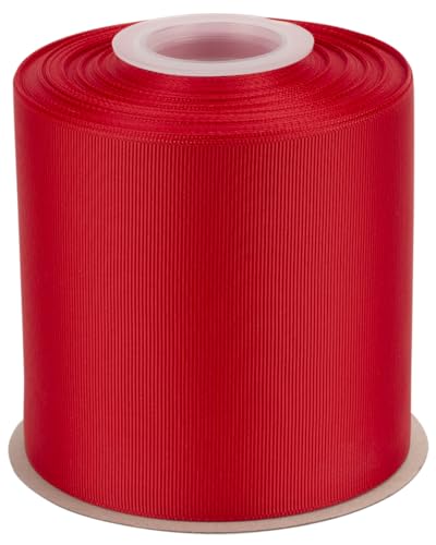 Ribbonitlux Ripsband 10,2 cm x 22,7 m – Premium-Polyester-Bastelband für Haarschleifen, Geschenkverpackungen, Hochzeiten & DIY – Rot (#250) – 1 Rolle von Ribbonitlux
