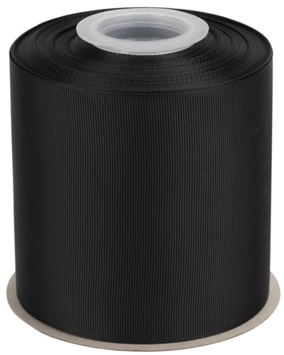 Ribbonitlux Ripsband 10,2 cm x 22,7 m – Premium-Polyester-Bastelband für Haarschleifen, Geschenkverpackungen, Hochzeiten & DIY – Solide Schwarz (#030) – 1 Rolle von Ribbonitlux