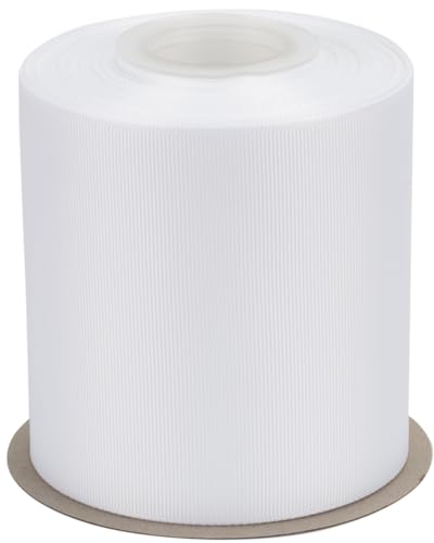 Ribbonitlux Ripsband 10,2 cm x 22,7 m – Premium-Polyester-Bastelband für Haarschleifen, Geschenkverpackungen, Hochzeiten & DIY – solides Weiß (#029) – 1 Rolle von Ribbonitlux