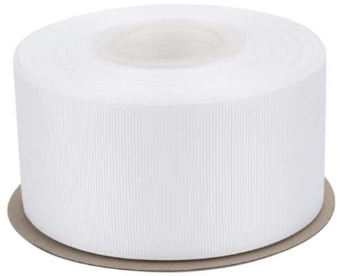 Ribbonitlux Ripsband 5,1 cm x 22,7 m – Premium-Polyester-Bastelband für Haarschleifen, Geschenkverpackungen, Hochzeiten & DIY – solides Weiß (#029) – 1 Rolle von Ribbonitlux