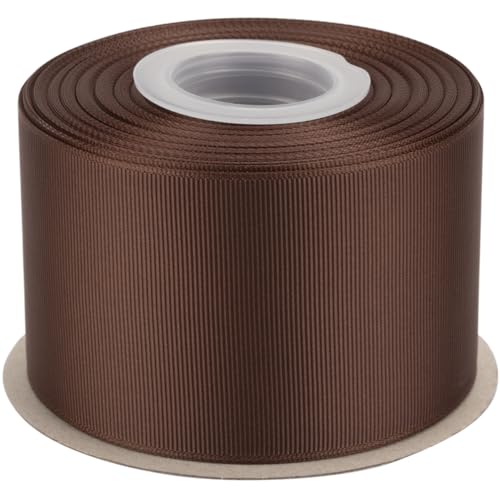 Ribbonitlux Ripsband 6,4 cm x 22,7 m – Premium-Polyester-Bastelband für Haarschleifen, Geschenkverpackungen, Hochzeiten & DIY – Massivbraun (#850) – 1 Rolle von Ribbonitlux