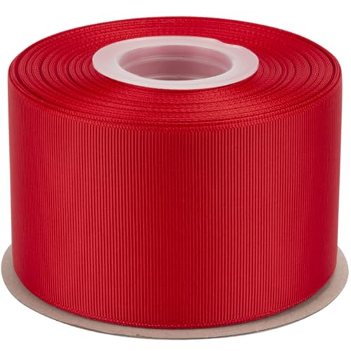 Ribbonitlux Ripsband 6,4 cm x 22,7 m – Premium-Polyester-Bastelband für Haarschleifen, Geschenkverpackungen, Hochzeiten & DIY – Rot (#250) – 1 Rolle von Ribbonitlux