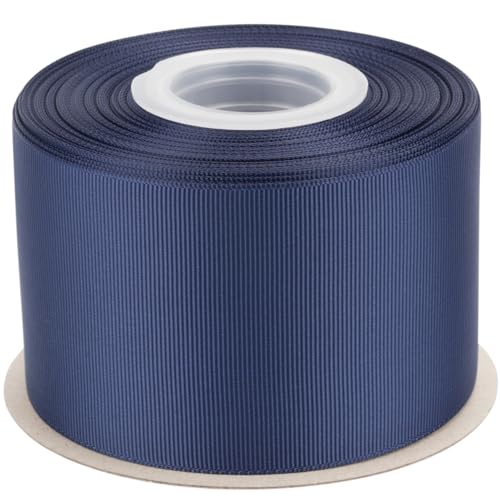 Ribbonitlux Ripsband 6,4 cm x 22,7 m – Premium-Polyester-Bastelband für Haarschleifen, Geschenkverpackungen, Hochzeiten & DIY – Solid Navy (#370) – 1 Rolle von Ribbonitlux