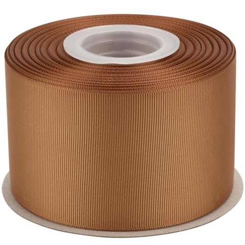 Ribbonitlux Ripsband 6,4 cm x 22,7 m – Premium-Polyester-Bastelband für Haarschleifen, Geschenkverpackungen, Hochzeiten & DIY – massives Goldbraun (#846) – 1 Rolle von Ribbonitlux