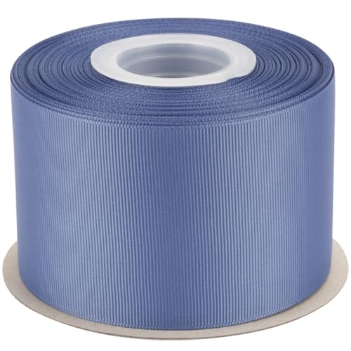 Ribbonitlux Ripsband 6,4 cm x 22,7 m – Premium-Polyester-Bastelband für Haarschleifen, Geschenkverpackungen, Hochzeiten & DIY – massives Rauchblau (#363) – 1 Rolle von Ribbonitlux