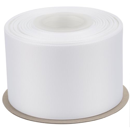 Ribbonitlux Ripsband 6,4 cm x 22,7 m – Premium-Polyester-Bastelband für Haarschleifen, Geschenkverpackungen, Hochzeiten & DIY – solides Weiß (#029) – 1 Rolle von Ribbonitlux