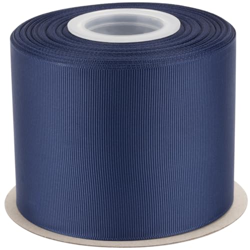 Ribbonitlux Ripsband 7,6 cm x 22,7 m – Premium-Polyester-Bastelband für Haarschleifen, Geschenkverpackungen, Hochzeiten & DIY – Solid Navy (#370) – 1 Rolle von Ribbonitlux