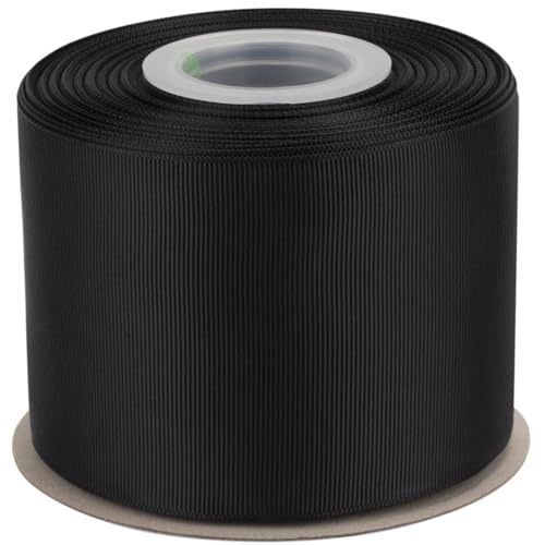 Ribbonitlux Ripsband 7,6 cm x 22,7 m – Premium-Polyester-Bastelband für Haarschleifen, Geschenkverpackungen, Hochzeiten & DIY – Solide Schwarz (#030) – 1 Rolle von Ribbonitlux