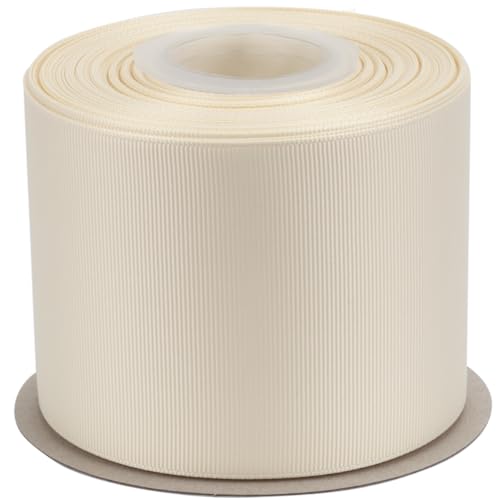 Ribbonitlux Ripsband 7,6 cm x 22,7 m – Premium-Polyester-Bastelband für Haarschleifen, Geschenkverpackungen, Hochzeiten & DIY – massives Elfenbein (#810) – 1 Rolle von Ribbonitlux