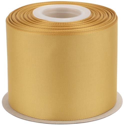 Ribbonitlux Ripsband 7,6 cm x 22,7 m – Premium-Polyester-Bastelband für Haarschleifen, Geschenkverpackungen, Hochzeiten & DIY – massives Gold (#687) – 1 Rolle von Ribbonitlux