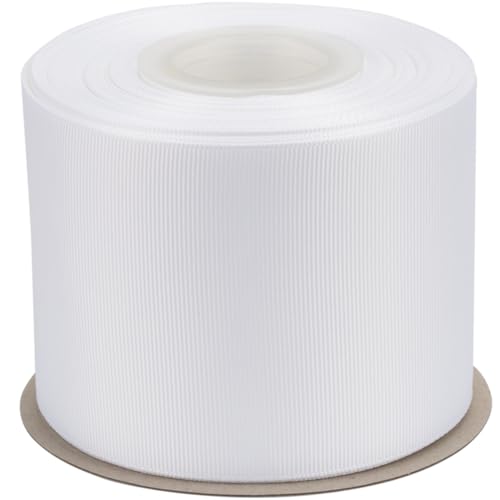 Ribbonitlux Ripsband 7,6 cm x 22,7 m – Premium-Polyester-Bastelband für Haarschleifen, Geschenkverpackungen, Hochzeiten & DIY – solides Weiß (#029) – 1 Rolle von Ribbonitlux