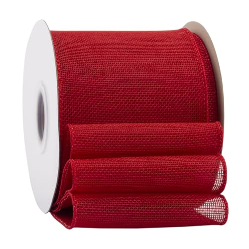 Ribbonitlux Rotes Juteband mit Draht, 10,2 cm x 20 m, Juteband mit Drahtrand, für Geschenkverpackungen, große Schleife, Kranz und Weihnachtsbaum-Dekoration Ribbonitlux Rotes Juteband mit Draht, 10,2 cm x 20 m, Juteband mit Drahtrand, für Geschenkverpackungen, große Schleife, Kranz und Weihnachtsbaum-Dekoration von Ribbonitlux