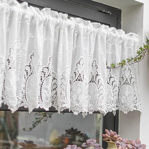 Ricemru Barock Gardine Scheibengardine Bistro Landhaus Shabby Weiß Halbtransparent Höhlen Stickerei Blumenmuster Kurzgardinen Kurzstores Gardinen Kleine Vorhänge Fenster Küche Schlafzimmer Ricemru Barock Gardine Scheibengardine Bistro Landhaus Shabby Weiß Halbtransparent Höhlen Stickerei Blumenmuster Kurzgardinen Kurzstores Gardinen Kleine Vorhänge Fenster Küche Schlafzimmer von Ricemru