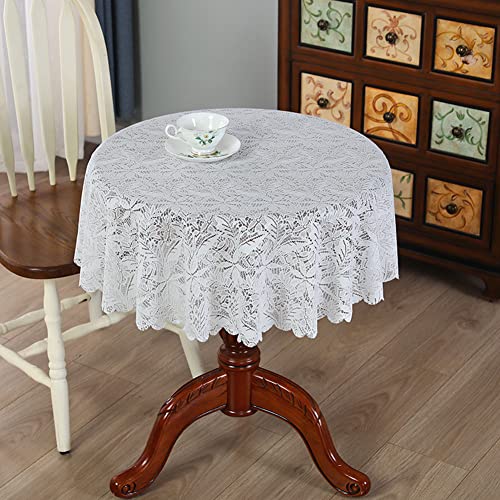 Ricemru Boho Tischdecke Spitze Rund 100 Vintage Landhausstil Weiß Spitzentischdecke Blatter Pflanze Stickerei Tischtuch Tafeldecke für Hochzeit, Party von Ricemru