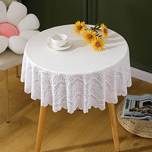 Ricemru Boho Tischdecke Spitze Rund 100 Vintage Landhausstil Weiß Spitzentischdecke Blumen Stickerei Tischtuch Tafeldecke für Hochzeit, Party von Ricemru