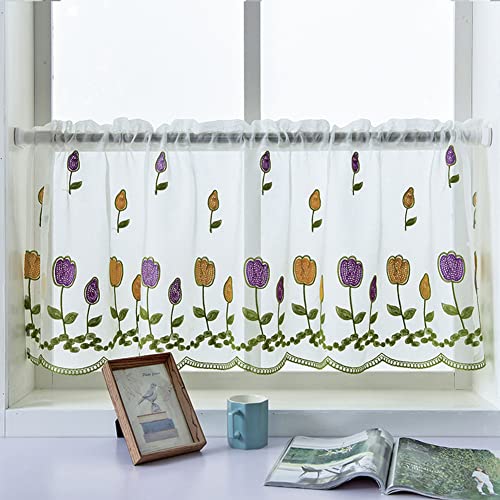Ricemru Voile Scheibengardinen Bistro Transparent Kurz 50 Weiß Stickerei Tulpe Kurzgardine Bistrogardine Landhaus Modern Kurzstore Gardine Küche Balkontür und Fenster,80x50cm Ricemru Voile Scheibengardinen Bistro Transparent Kurz 50 Weiß Stickerei Tulpe Kurzgardine Bistrogardine Landhaus Modern Kurzstore Gardine Küche Balkontür und Fenster,80x50cm von Ricemru