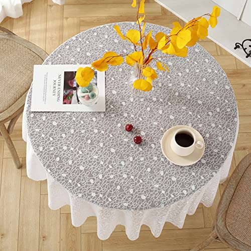 Tischdecke Rund Spitze Vintage Boho 100cm Weiß Blumen Muster Tischtuch Spitzenoptik Runde Tischwäsche Retro Weißer Tisch Dekor Hochzeit Party von Ricemru