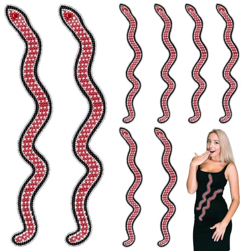 Riceshoot 10 Stück 45,7 cm große rote Schlangen-Paillettenapplikation, zum Aufkleben auf Schlangenform, Strass, rote Paillettenapplikation, Glitzer-Flicken für Taschen, Kleidung, DIY, von Riceshoot