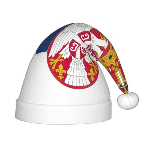 Rich&Rabbit Festliche Weihnachtsmütze mit serbischem Flaggenaufdruck, passend für kleine Köpfe, für Partys und Feiern von Rich&Rabbit