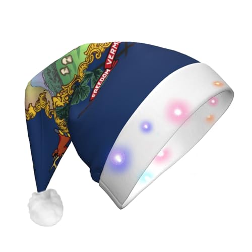 Rich&Rabbit LED-Hut mit Aufdruck der Staatsflagge von Vermont für Erwachsene, Weihnachtsmann-Hut, Weihnachten, Neujahr, Feiertage, Partyzubehör Rich&Rabbit LED-Hut mit Aufdruck der Staatsflagge von Vermont für Erwachsene, Weihnachtsmann-Hut, Weihnachten, Neujahr, Feiertage, Partyzubehör von Rich&Rabbit