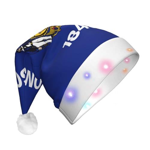 Rich&Rabbit Wisconsin Weihnachtsmütze mit LED-Aufdruck für Erwachsene, Weihnachtsmann-Hut, Weihnachten, Neujahr, Feiertage, Partyzubehör Rich&Rabbit Wisconsin Weihnachtsmütze mit LED-Aufdruck für Erwachsene, Weihnachtsmann-Hut, Weihnachten, Neujahr, Feiertage, Partyzubehör von Rich&Rabbit