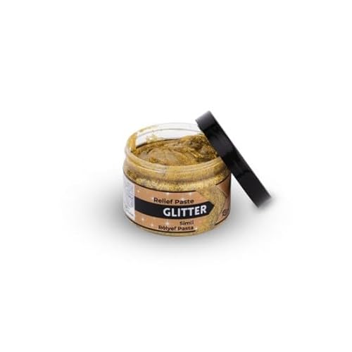 Rich Relief Paste Glitter–Gold 150cc–Wasserbasierte Strukturpaste für kreative Projekte, 3D-Effekte mit Glitzerpartikeln, ideal für unbehandelte Oberflächen, schnell trocknend von Rich
