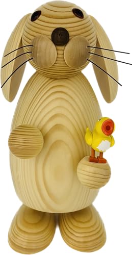Richard Glaesser Hase Natur mit Küken, 25 cm, aus Seiffen im Erzgebirge von Richard Glässer Seiffen