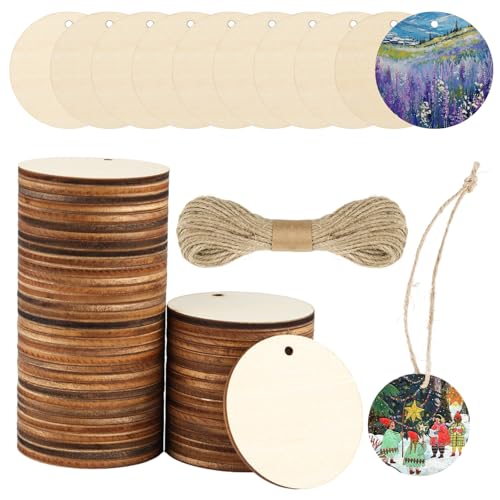 50 Stück Runde Holzscheiben, 5cm Holzscheiben mit Loch, Holzanhänger Rund Klein, Holzscheiben zum Basteln für DIY-Projekte, Hochzeit, Feiertagsdekoration 50 Stück Runde Holzscheiben, 5cm Holzscheiben mit Loch, Holzanhänger Rund Klein, Holzscheiben zum Basteln für DIY-Projekte, Hochzeit, Feiertagsdekoration von Rickwayy