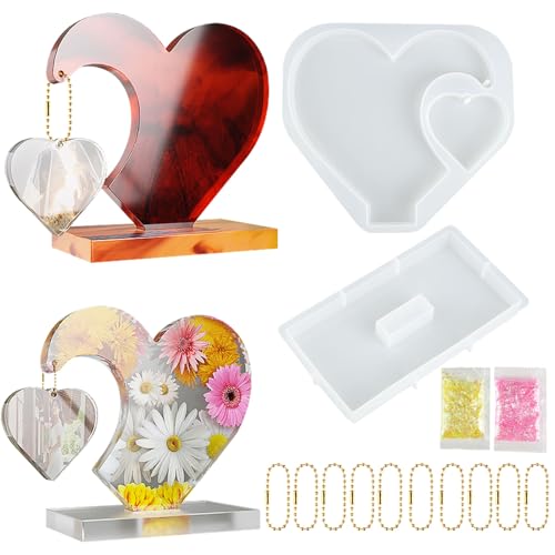 Epoxidharz Formen Herz, Silikonform Herz, Silikonformen Epoxidharz Herz, Silikonformen GießFormen Herz Mit 10 Kleine Ketten, Glitzerpulver, Herzform Silikon Für DIY Handwerk Handgefertigte Geschenke Epoxidharz Formen Herz, Silikonform Herz, Silikonformen Epoxidharz Herz, Silikonformen GießFormen Herz Mit 10 Kleine Ketten, Glitzerpulver, Herzform Silikon Für DIY Handwerk Handgefertigte Geschenke von Rickwayy