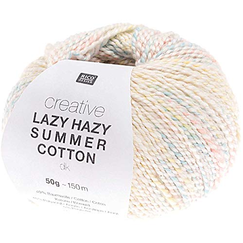 Rico Creative Lazy Hazy Summer Cotton # 001, buntes Baumwollmischgarn zum Stricken oder Häkeln von Rico Creative