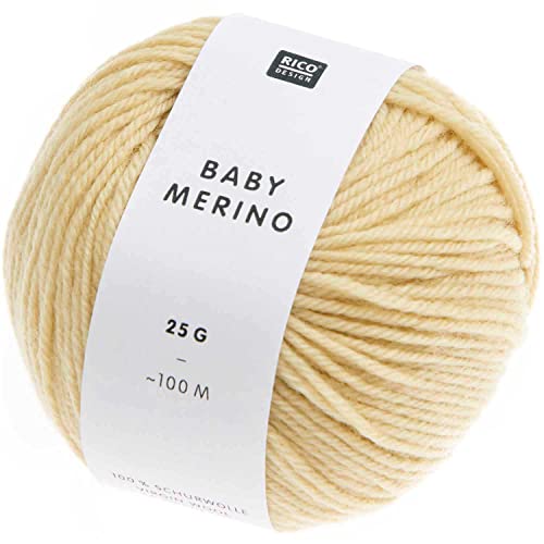 Rico Baby Merino dk Farbe 10 vanille, Babywolle reine Merinowolle zum Stricken oder Häkeln von Rico Design